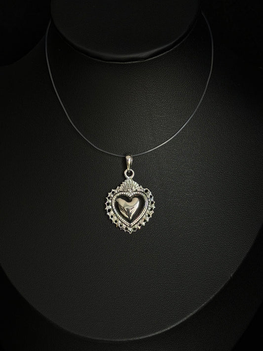 Conjunto Sagrado Corazón Clásico — Sacred Heart Ring, Earrings & Pendant Set | 925 Sterling Silver